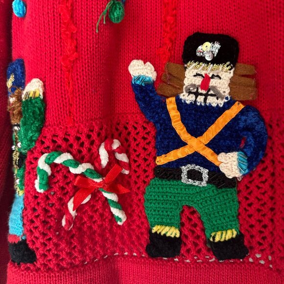 Berek Vintage Christmas Embellished Cardigan Sweater Festive -Large - Grannycore - Picture 2 of 6
